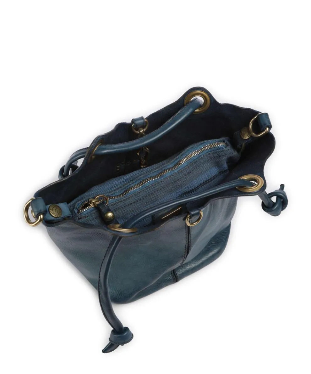 Handbag grained cow leather dark blue