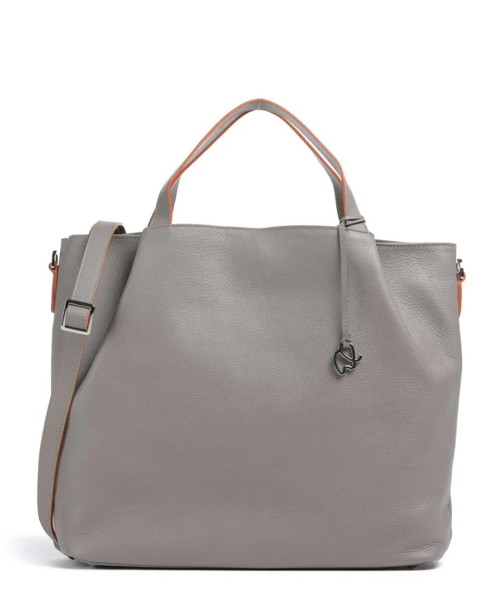 Handbag grained cow leather grey