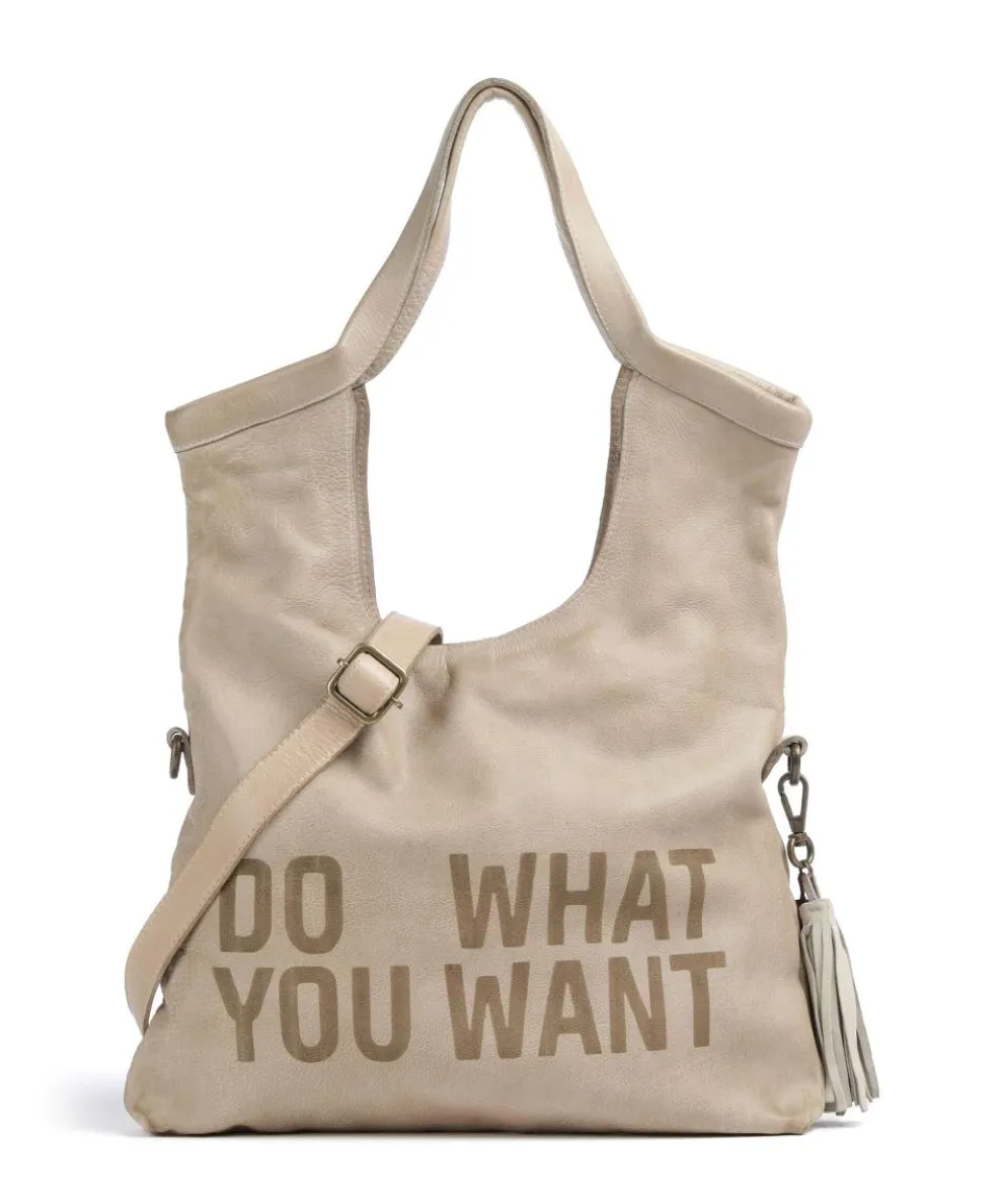 Hanfgasse 3 Hobo bag grained cow leather beige