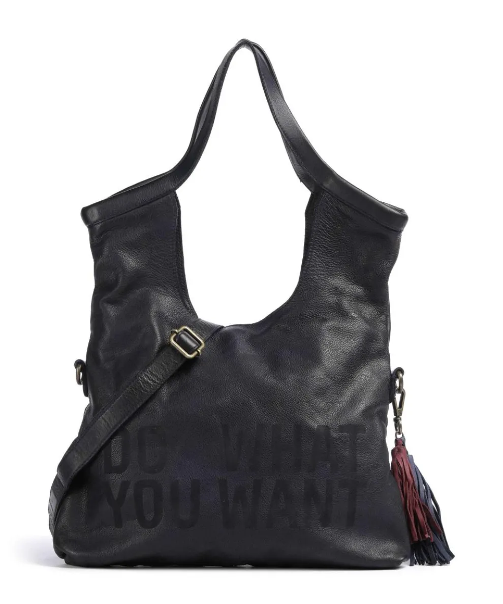 Hanfgasse 3 Hobo bag grained cow leather navy