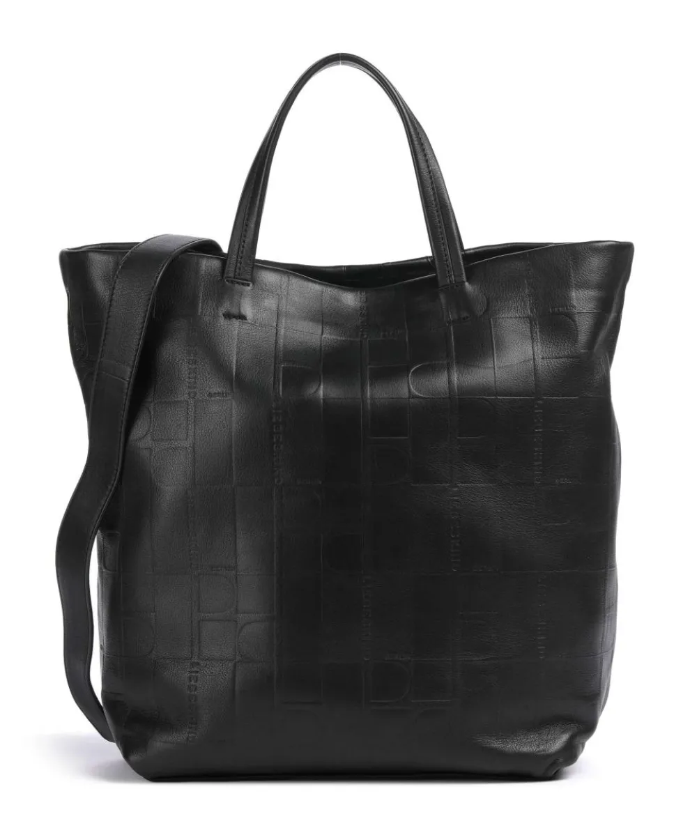 Hera Monogram Sheep Natural L Handbag embossed cow leather black