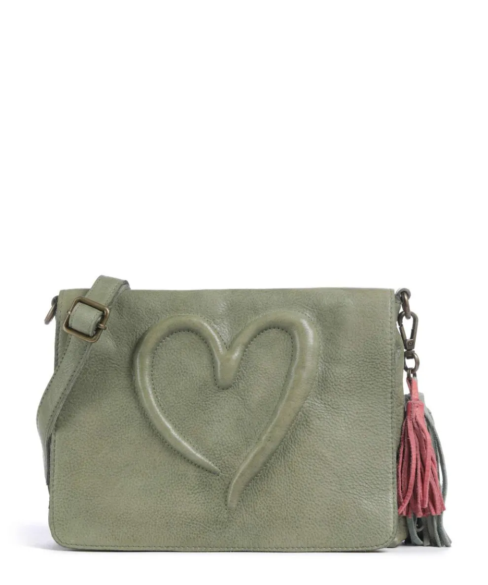 Herzweg 3 Crossbody bag grained leather green