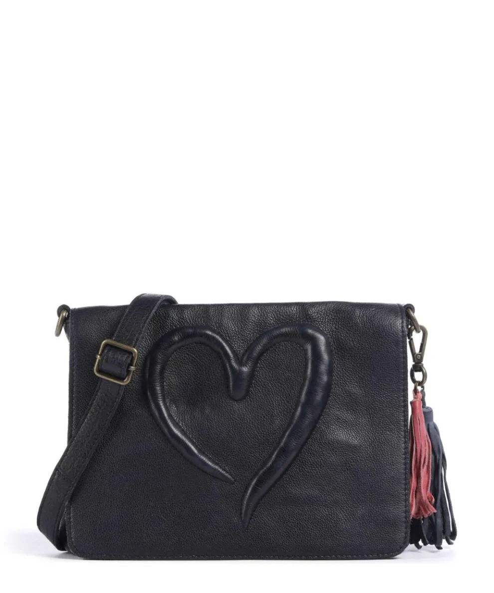 Herzweg 3 Crossbody bag grained leather navy