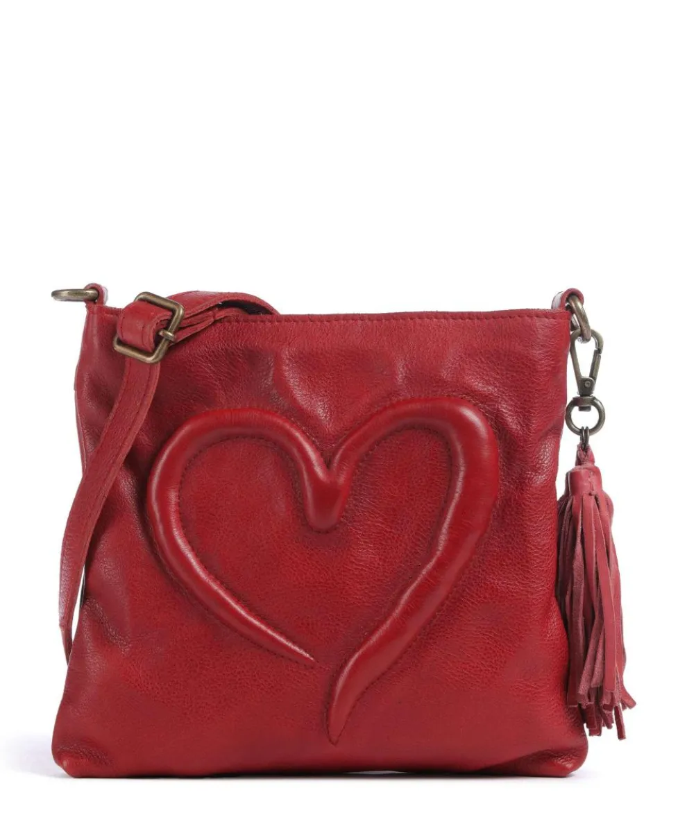Herzweg 4 Crossbody bag grained leather red
