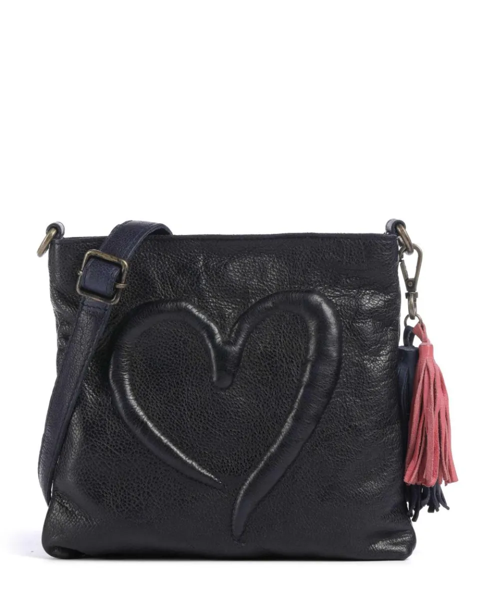 Herzweg 4 Crossbody bag grained leather navy