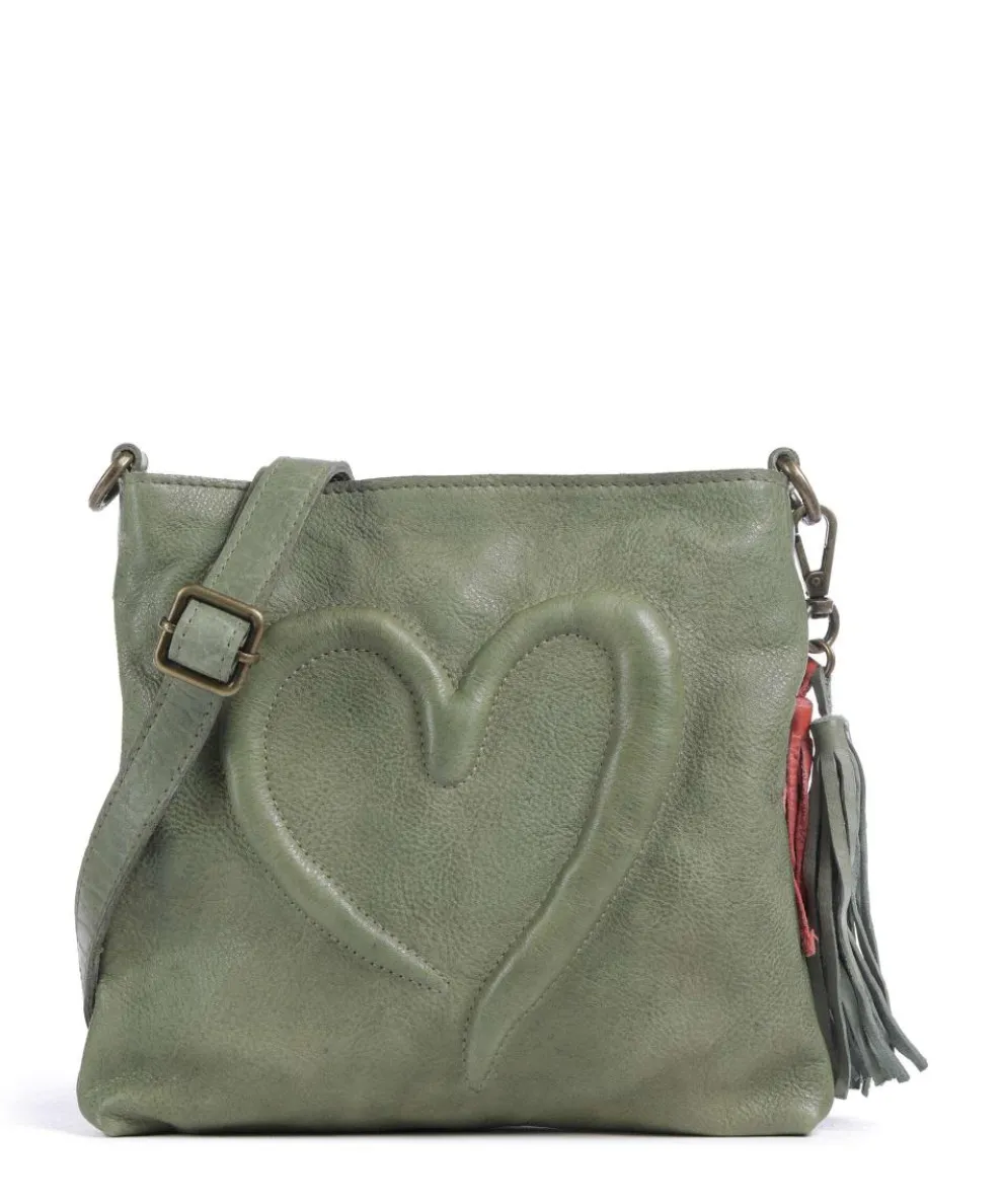 Herzweg 4 Crossbody bag grained leather green