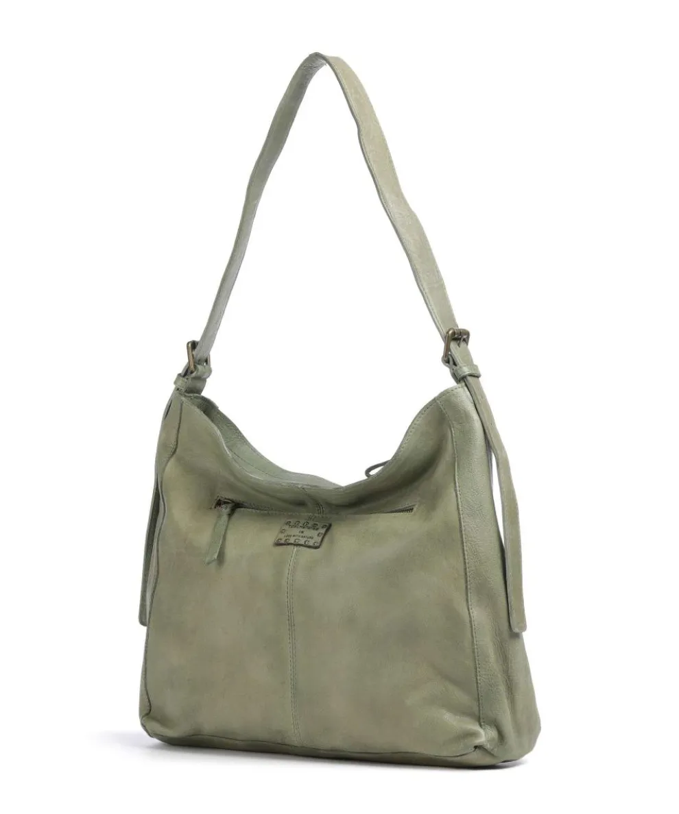 Herzweg 2 Hobo bag grained leather green