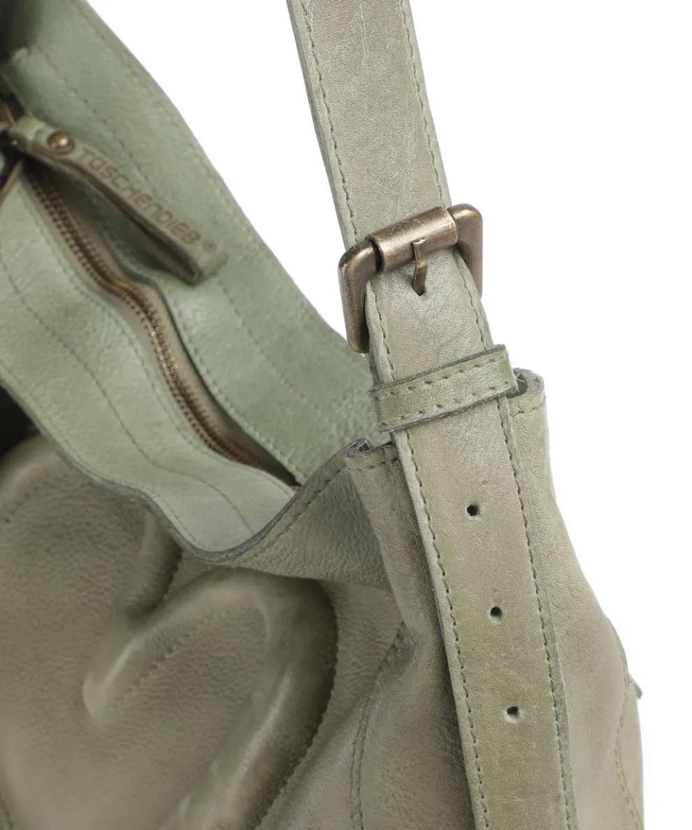 Herzweg 2 Hobo bag grained leather green