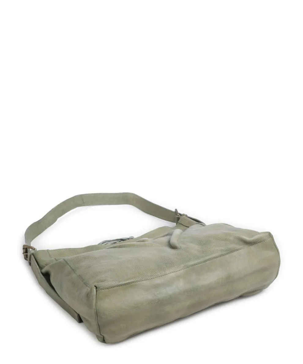 Herzweg 2 Hobo bag grained leather green