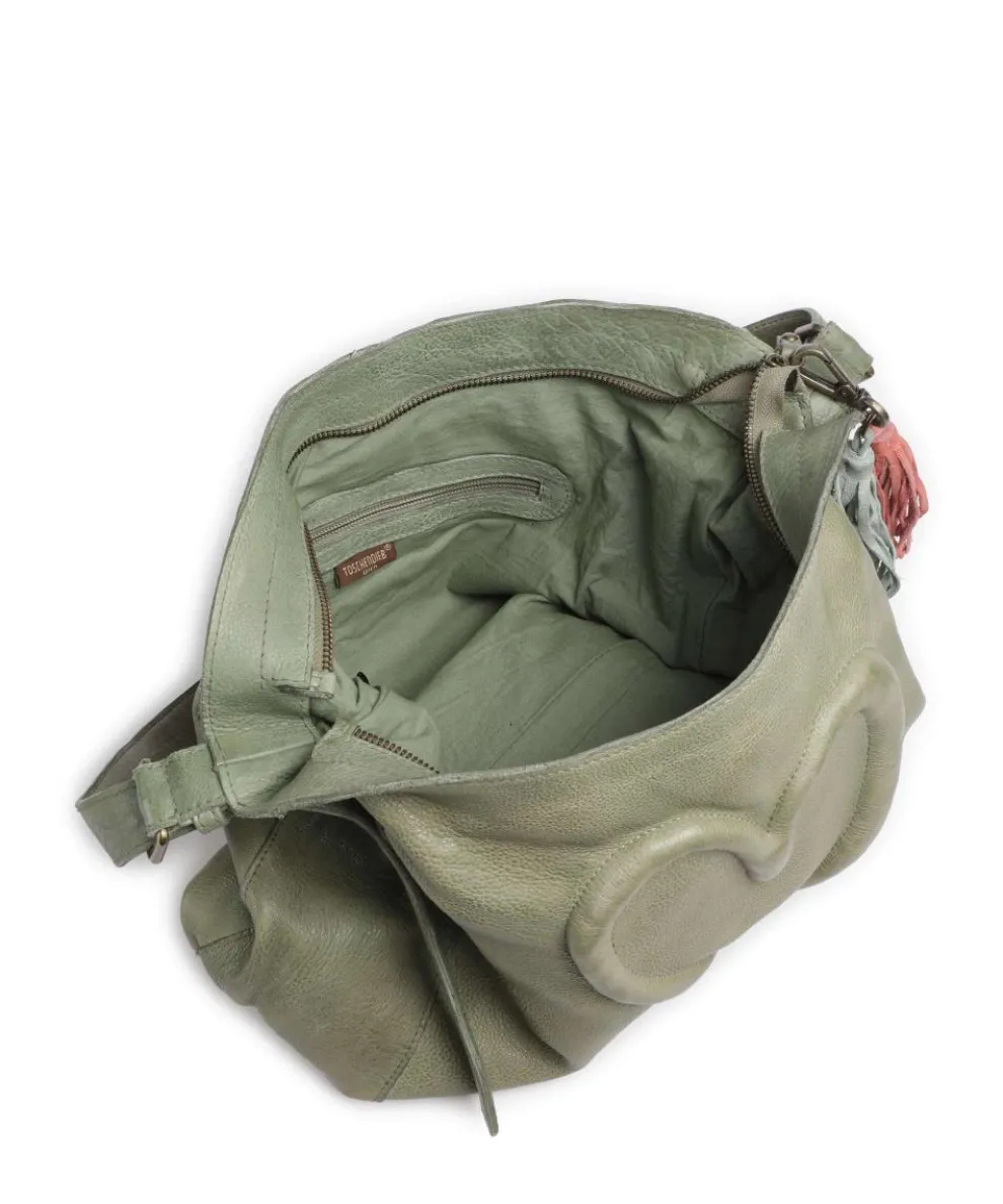 Herzweg 2 Hobo bag grained leather green