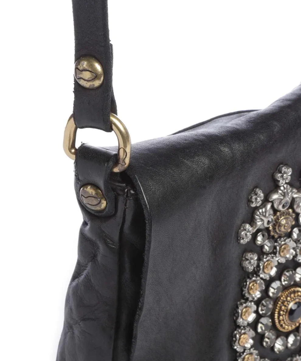 Crossbody bag fine grain cow leather black