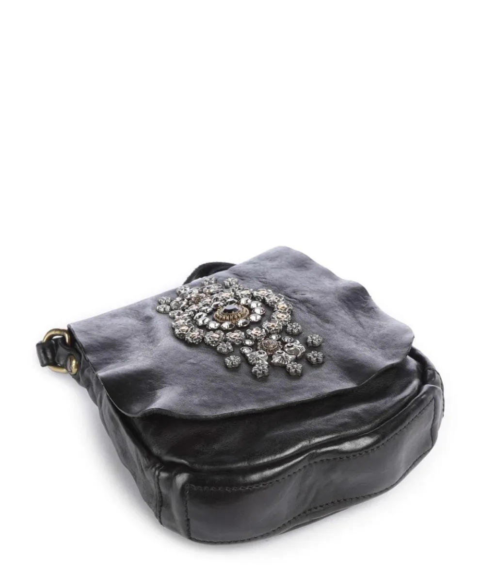 Crossbody bag fine grain cow leather black