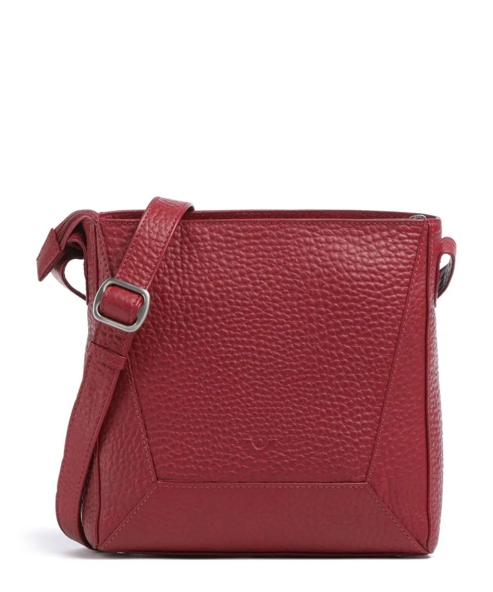 Hirsch Crossbody bag grained leather dark red