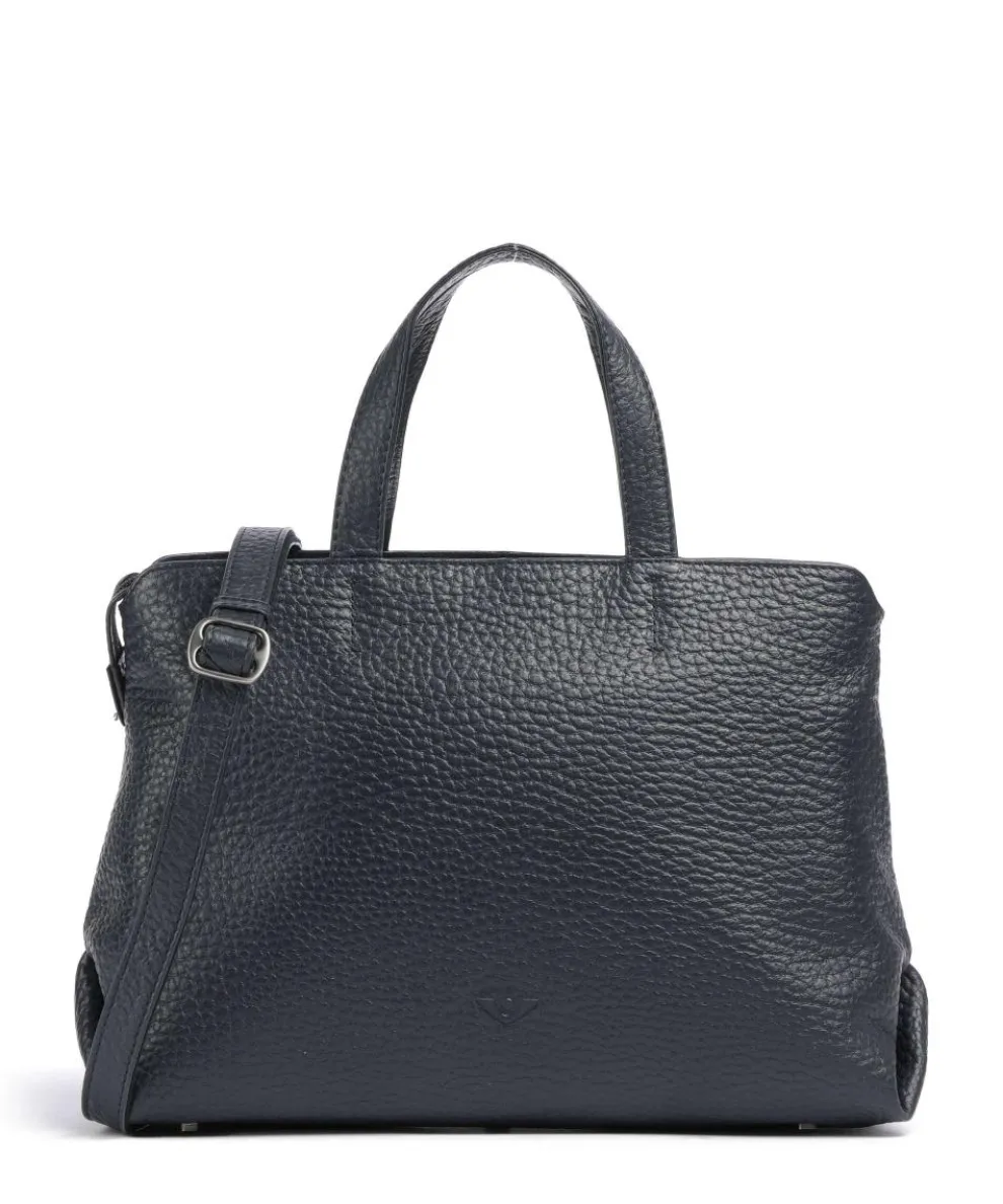 Hirsch Winona Handbag grained leather grey-blue