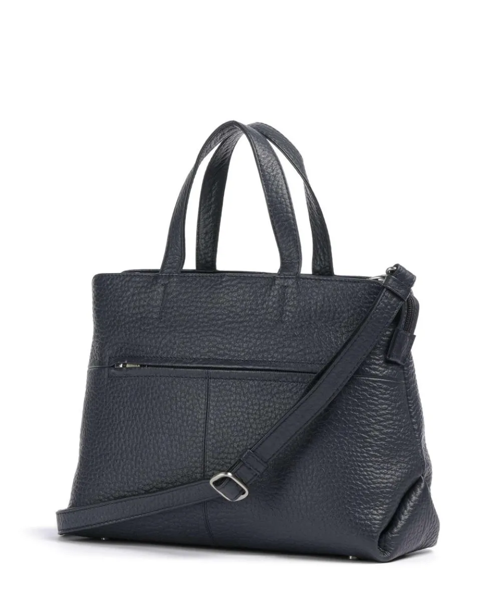 Hirsch Winona Handbag grained leather grey-blue