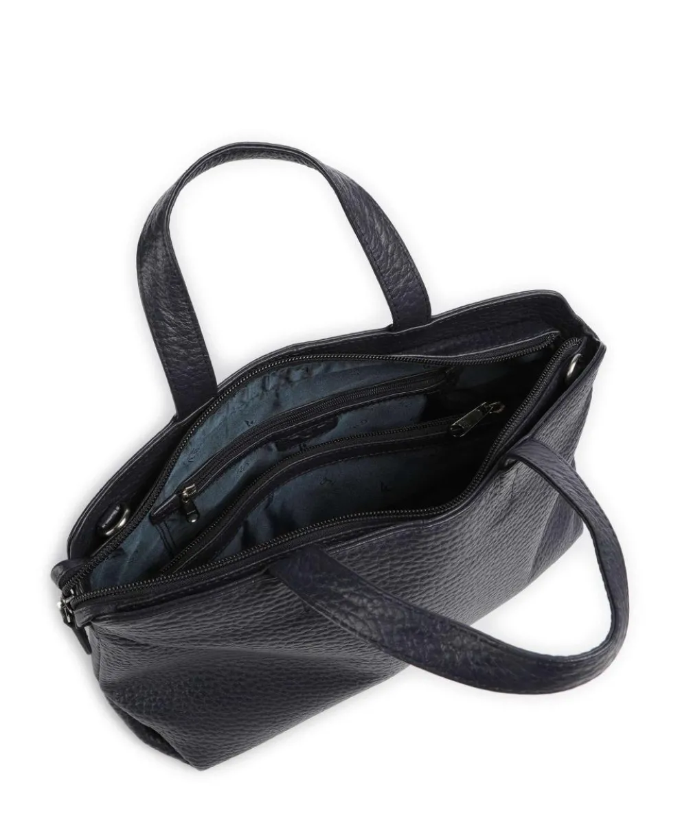Hirsch Winona Handbag grained leather grey-blue