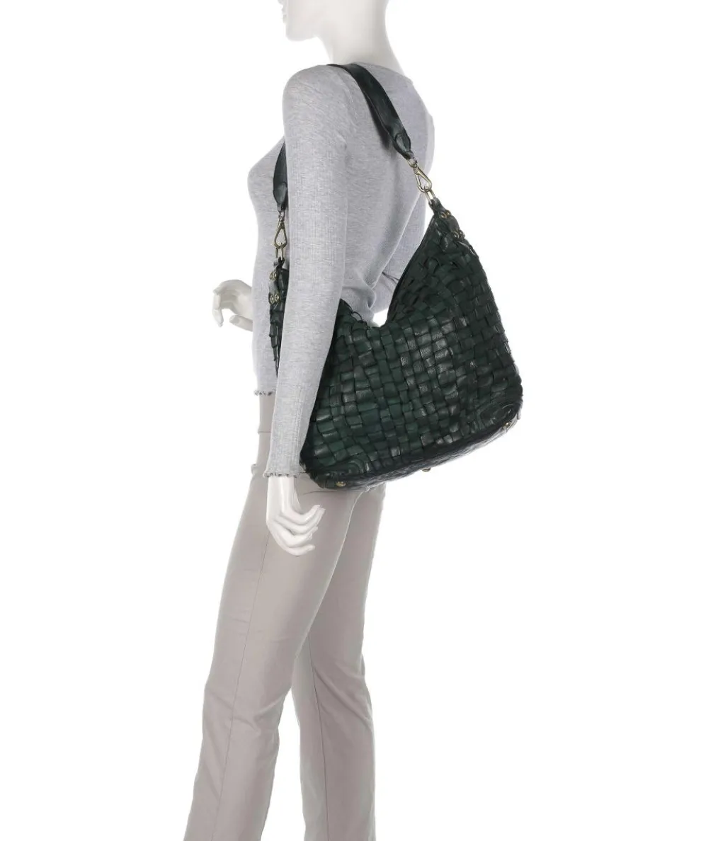 Hobo bag cow leather dark green