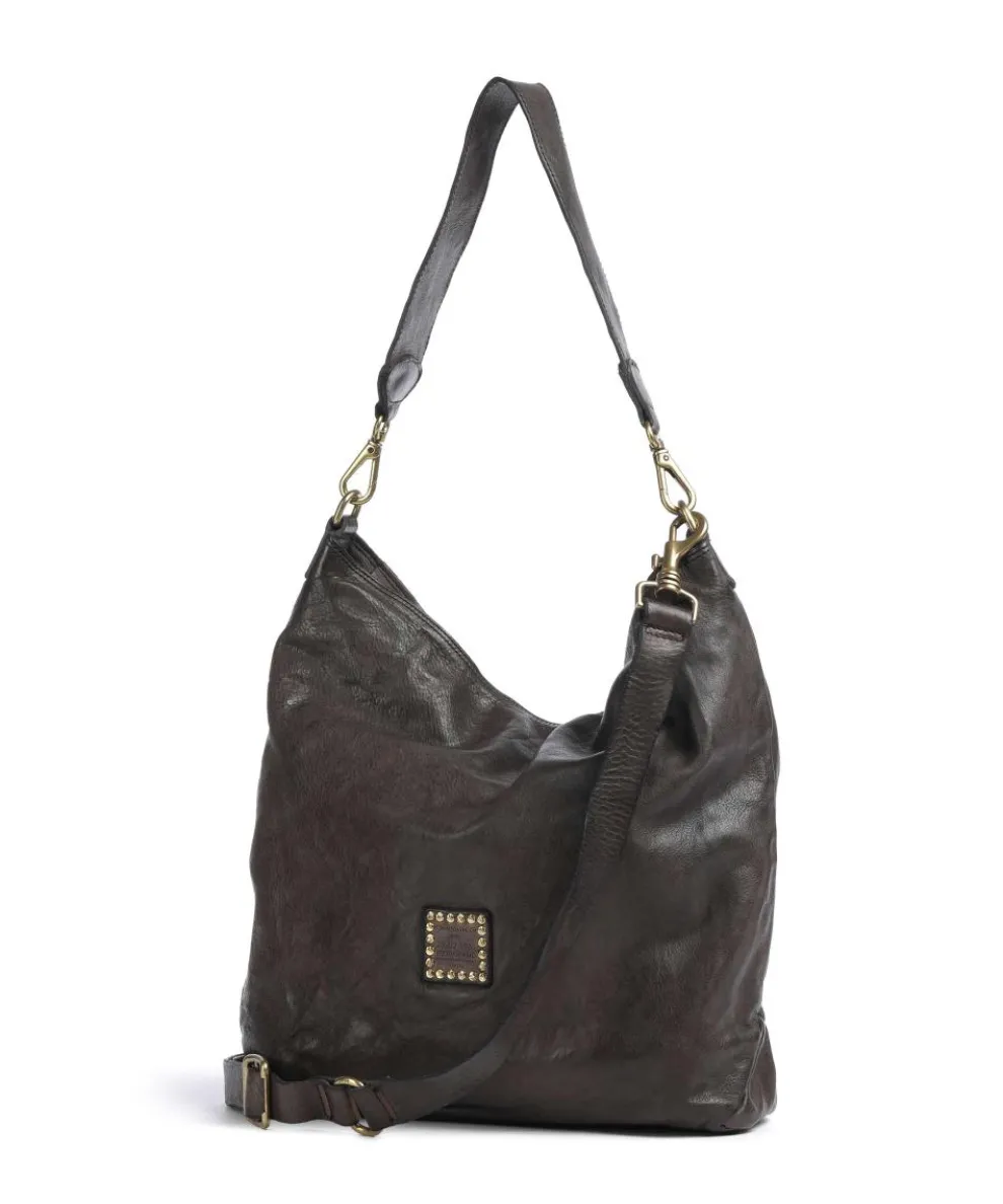 Hobo bag fine grain cow leather dark grey