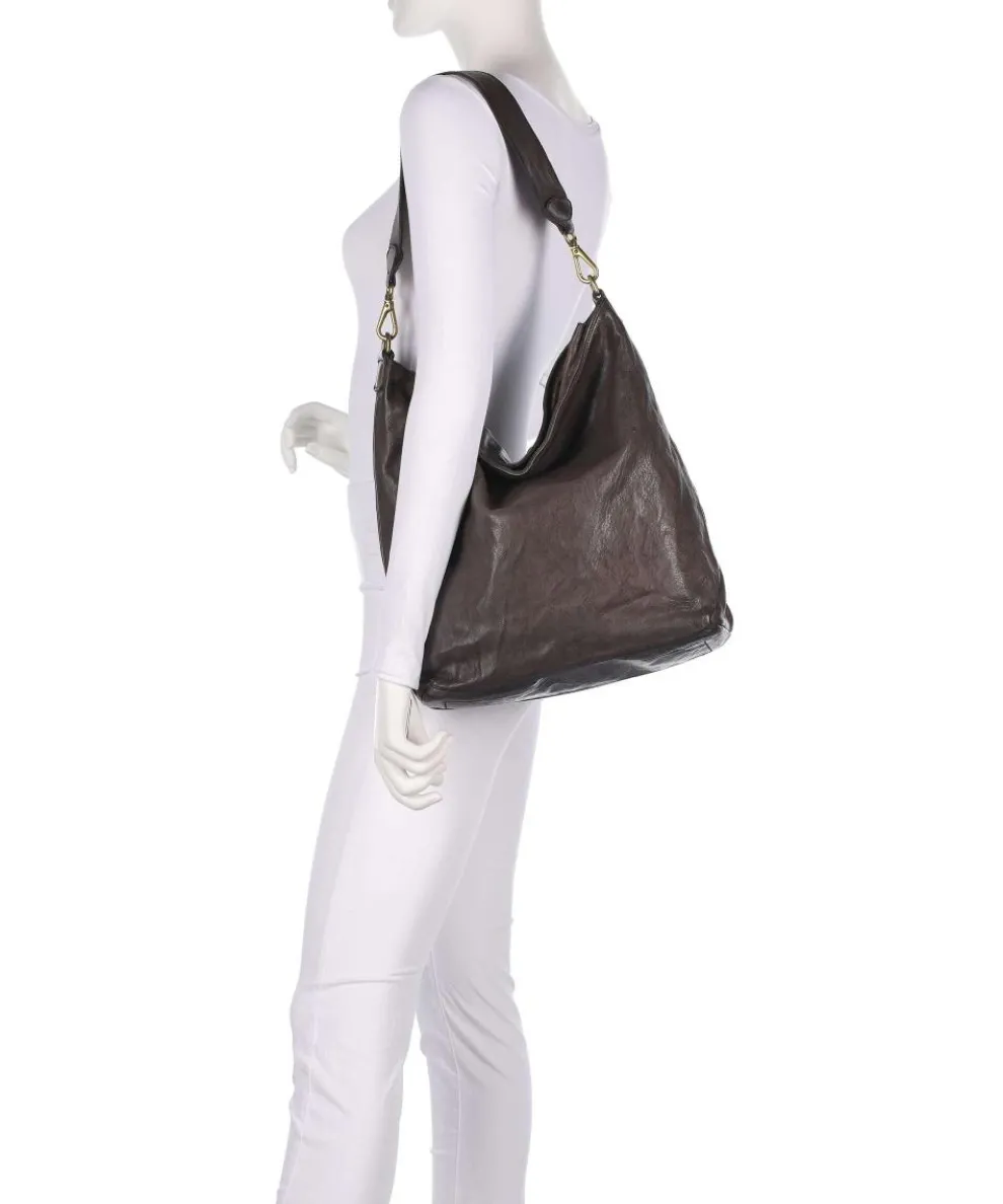 Hobo bag fine grain cow leather dark grey