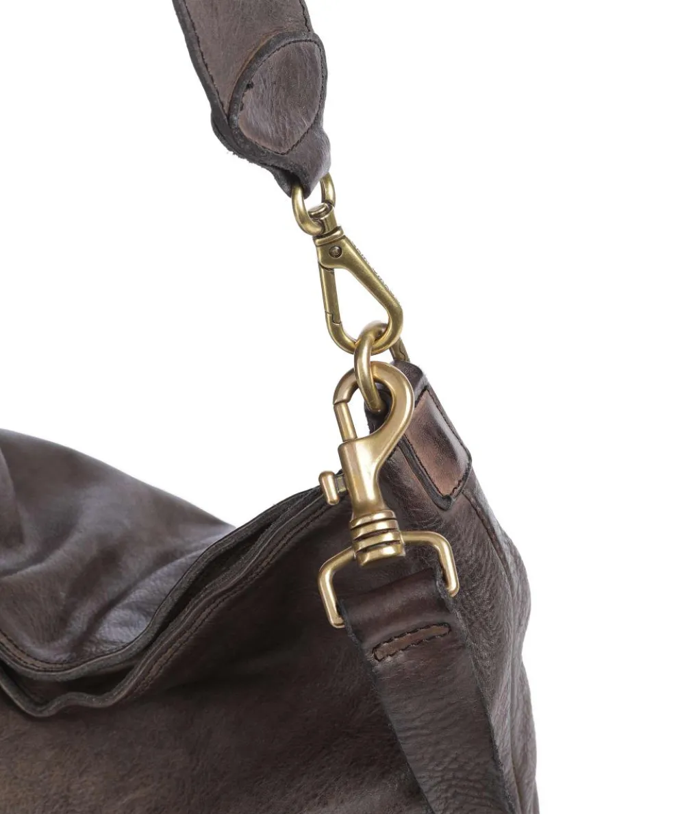 Hobo bag fine grain cow leather dark grey