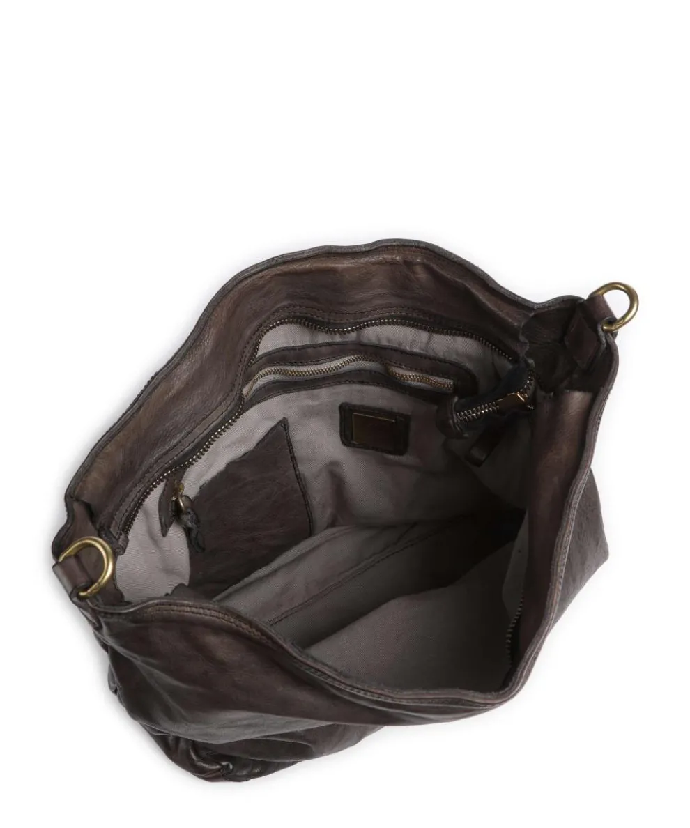 Hobo bag fine grain cow leather dark grey