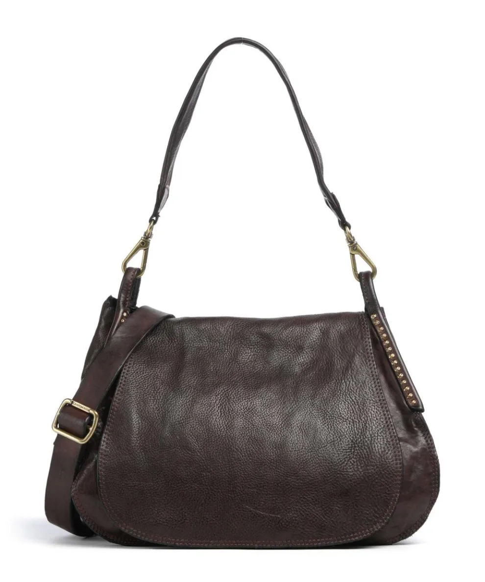 Hobo bag fine grain cow leather dark brown