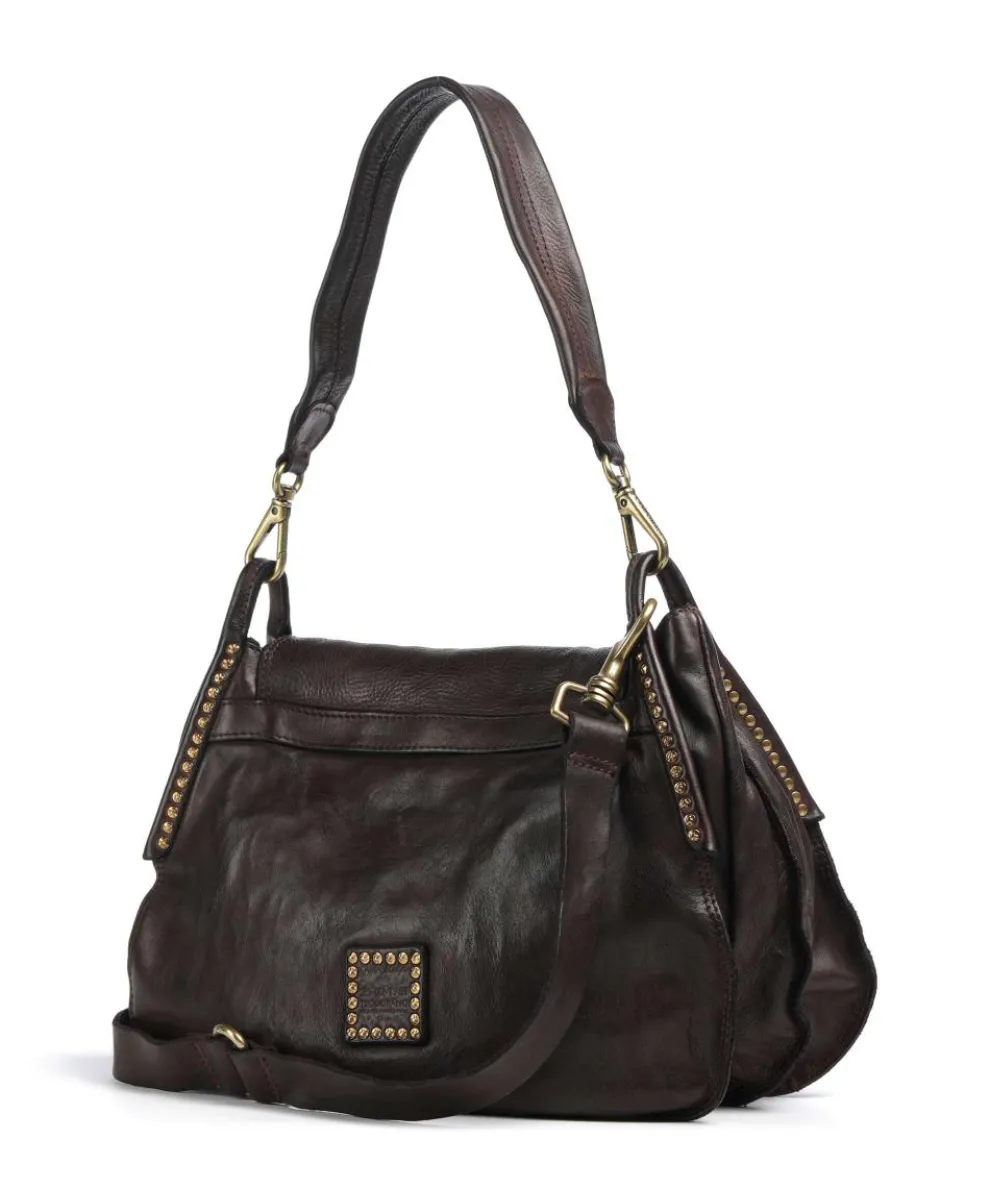 Hobo bag fine grain cow leather dark brown