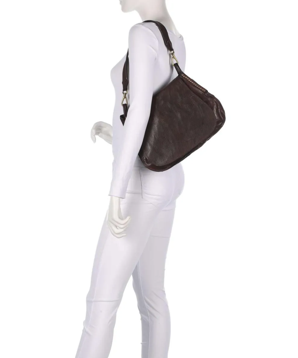 Hobo bag fine grain cow leather dark brown