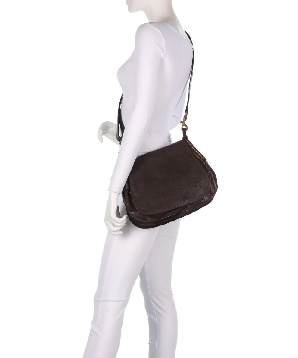 Hobo bag fine grain cow leather dark brown