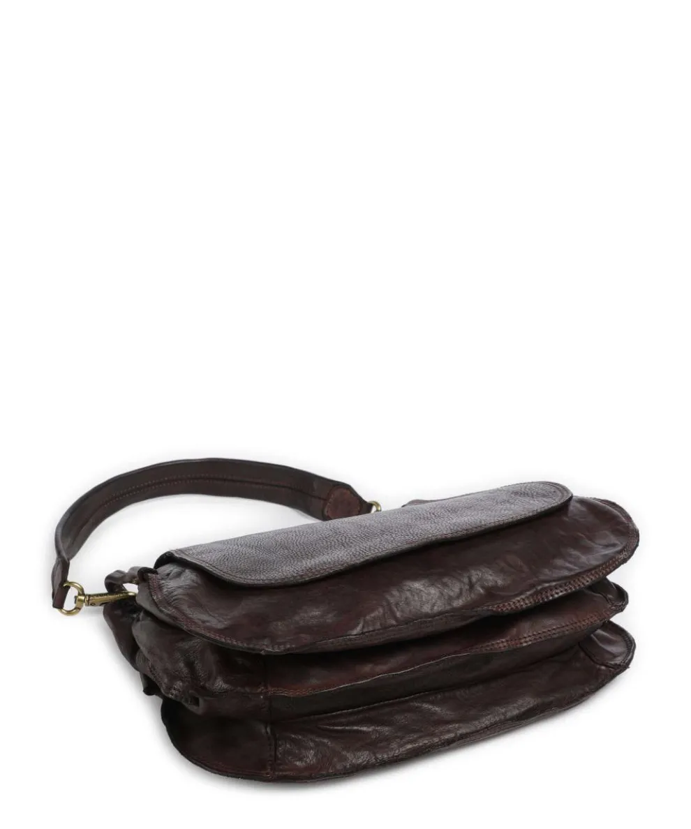 Hobo bag fine grain cow leather dark brown