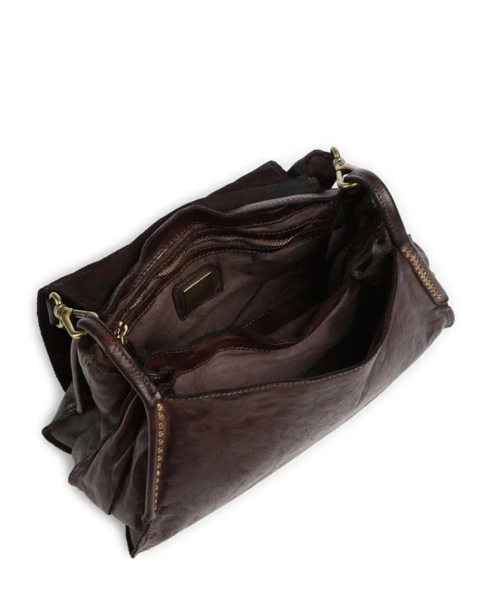 Hobo bag fine grain cow leather dark brown