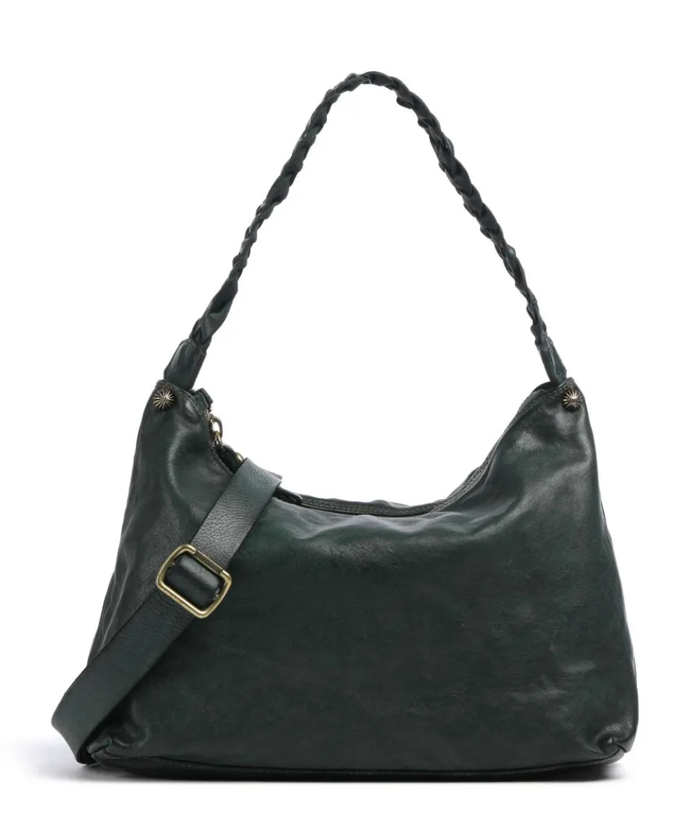 Hobo bag fine grain cow leather dark green