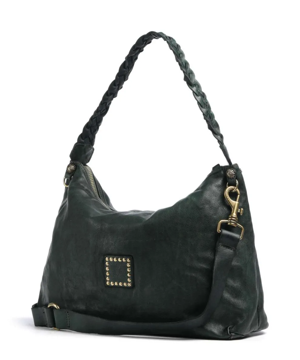 Hobo bag fine grain cow leather dark green