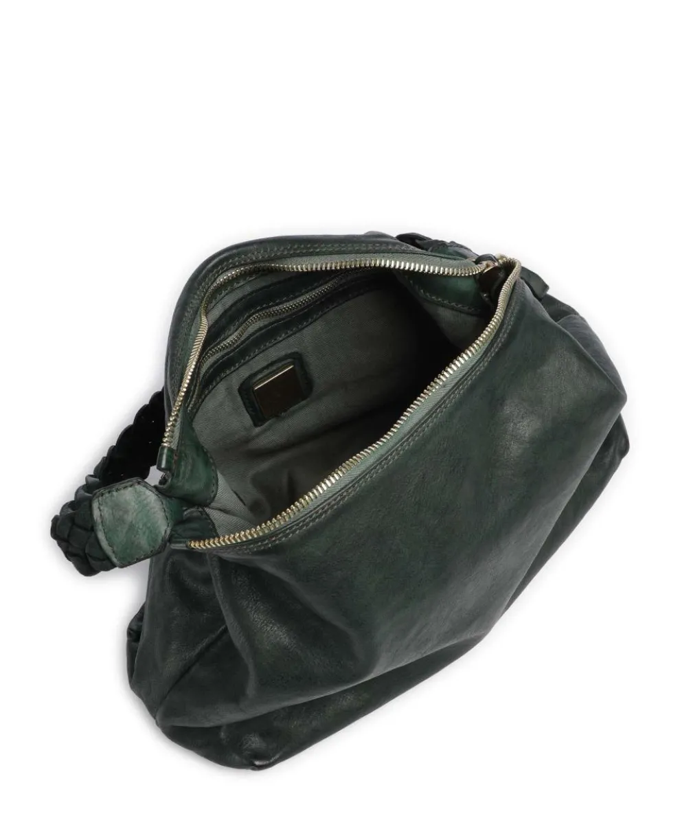 Hobo bag fine grain cow leather dark green