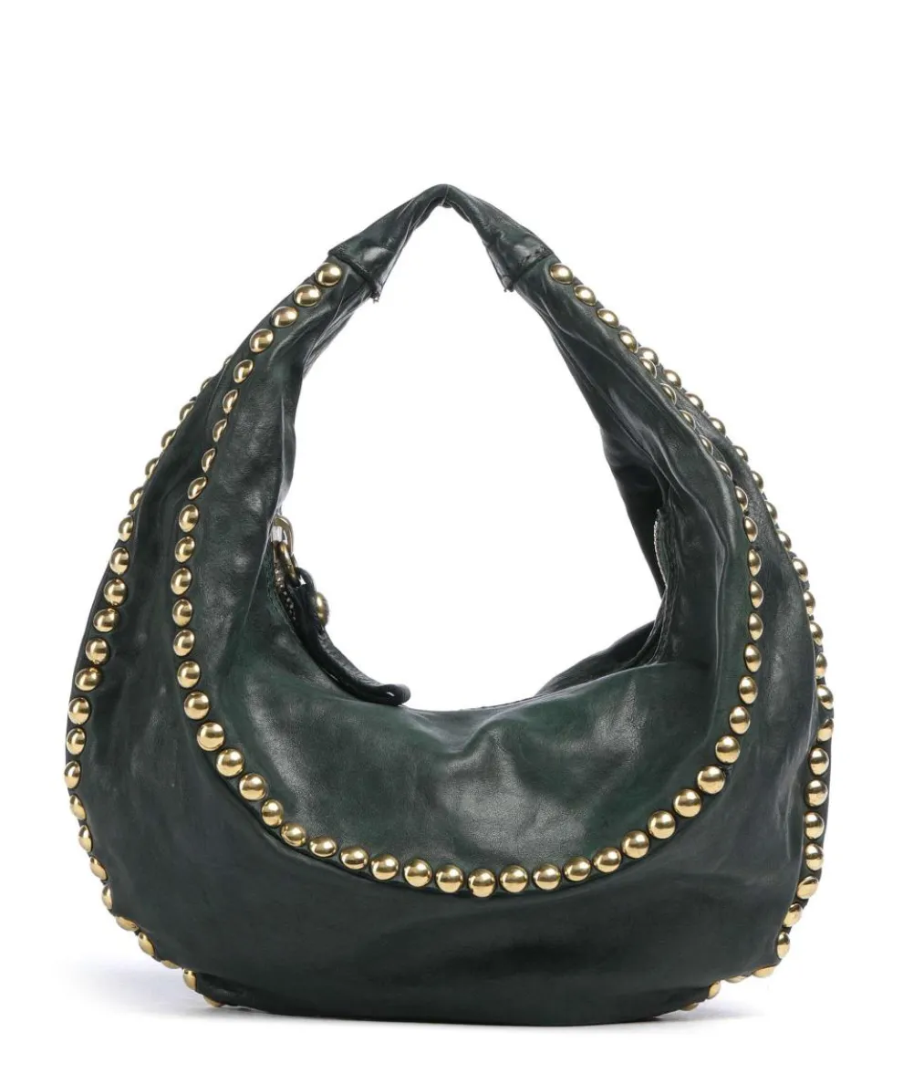Hobo bag fine grain cow leather dark green