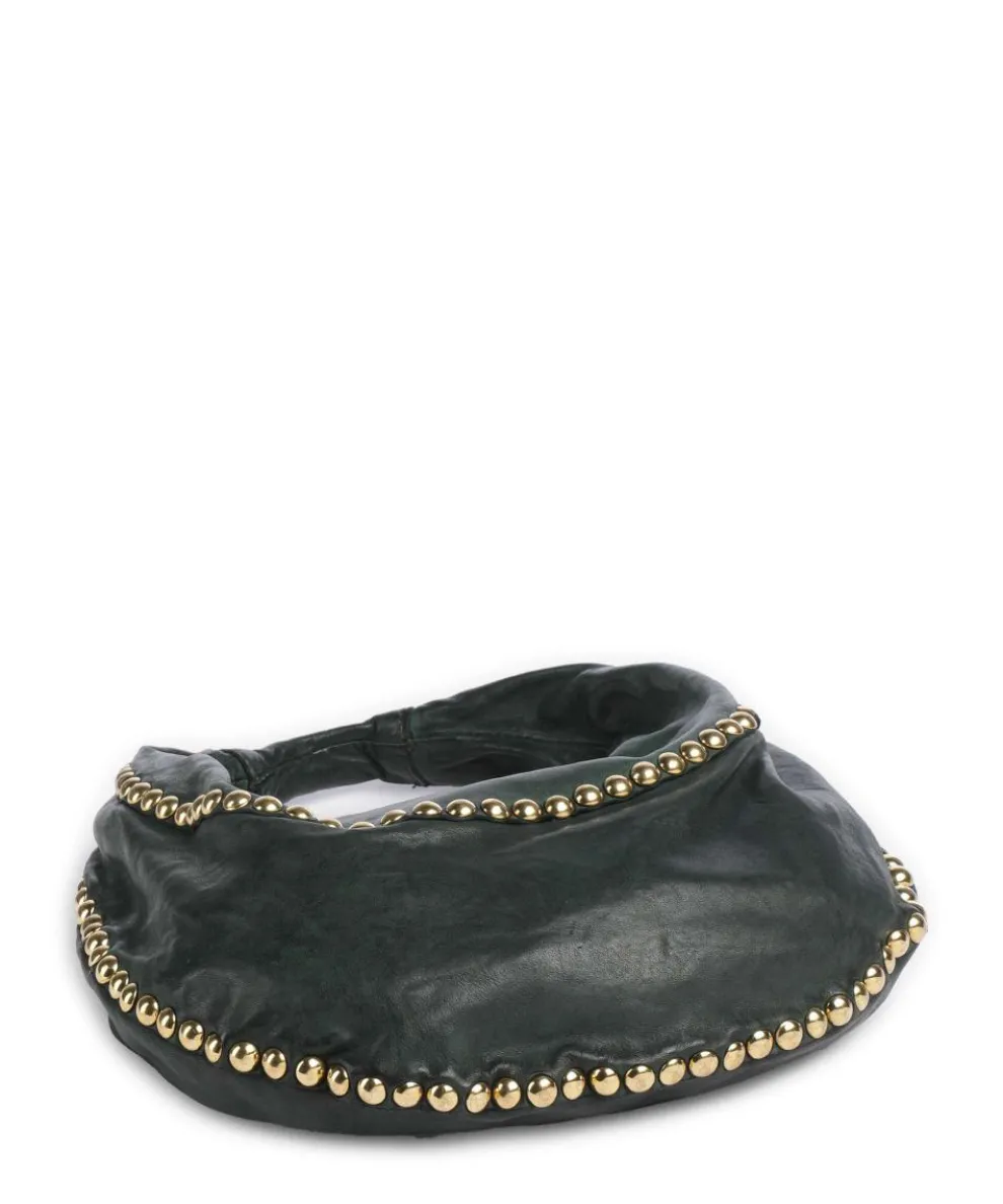 Hobo bag fine grain cow leather dark green