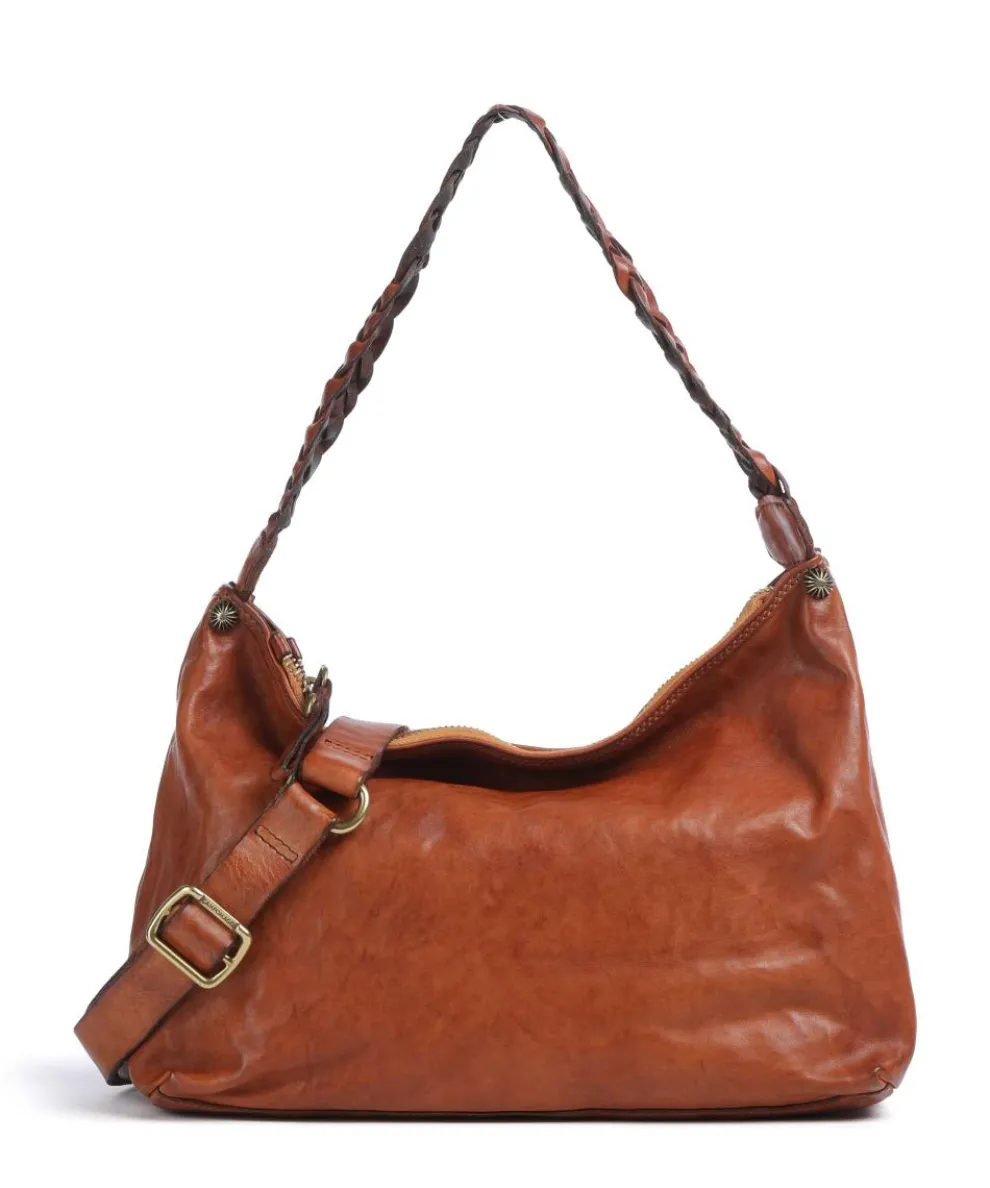 Hobo bag fine grain cow leather cognac