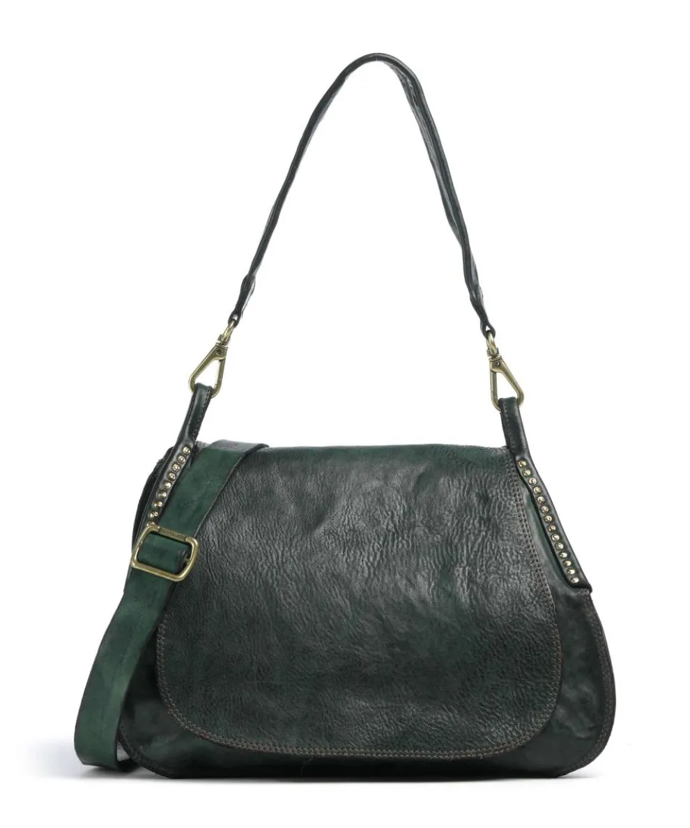 Hobo bag fine grain cow leather dark green