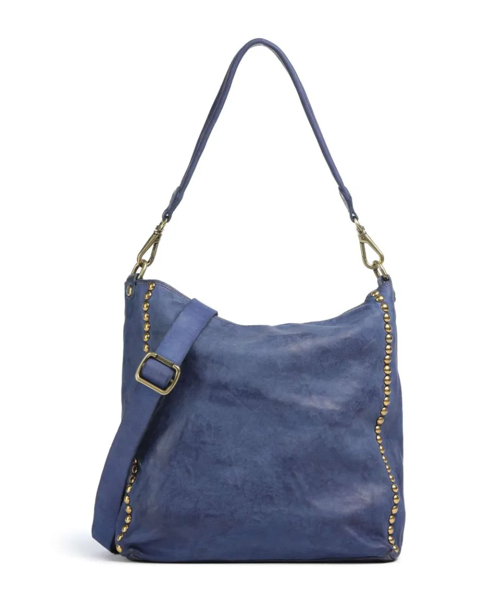 Hobo bag fine grain cow leather dark blue