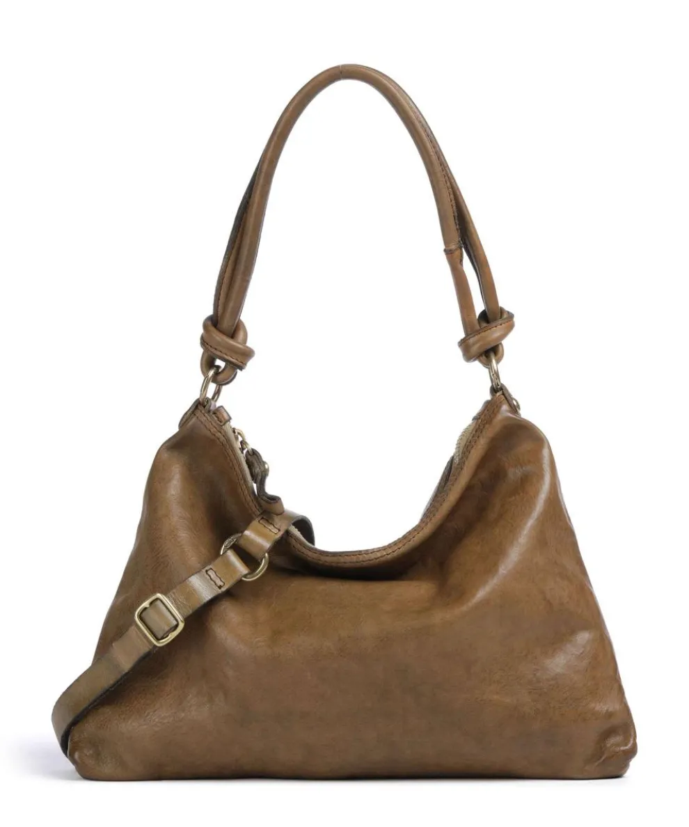 Hobo bag fine grain cow leather brown