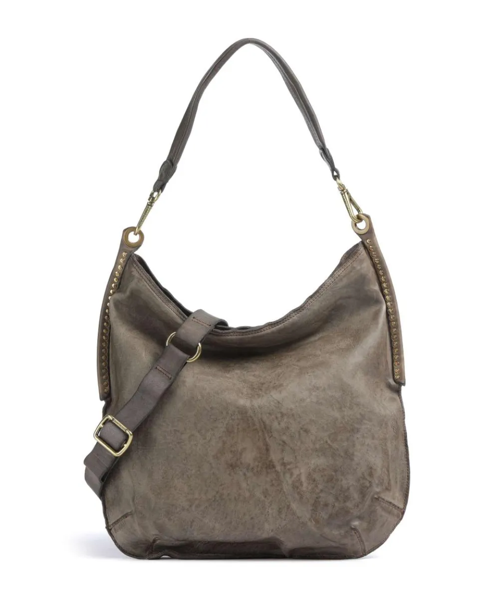 Hobo bag fine grain cow leather grey