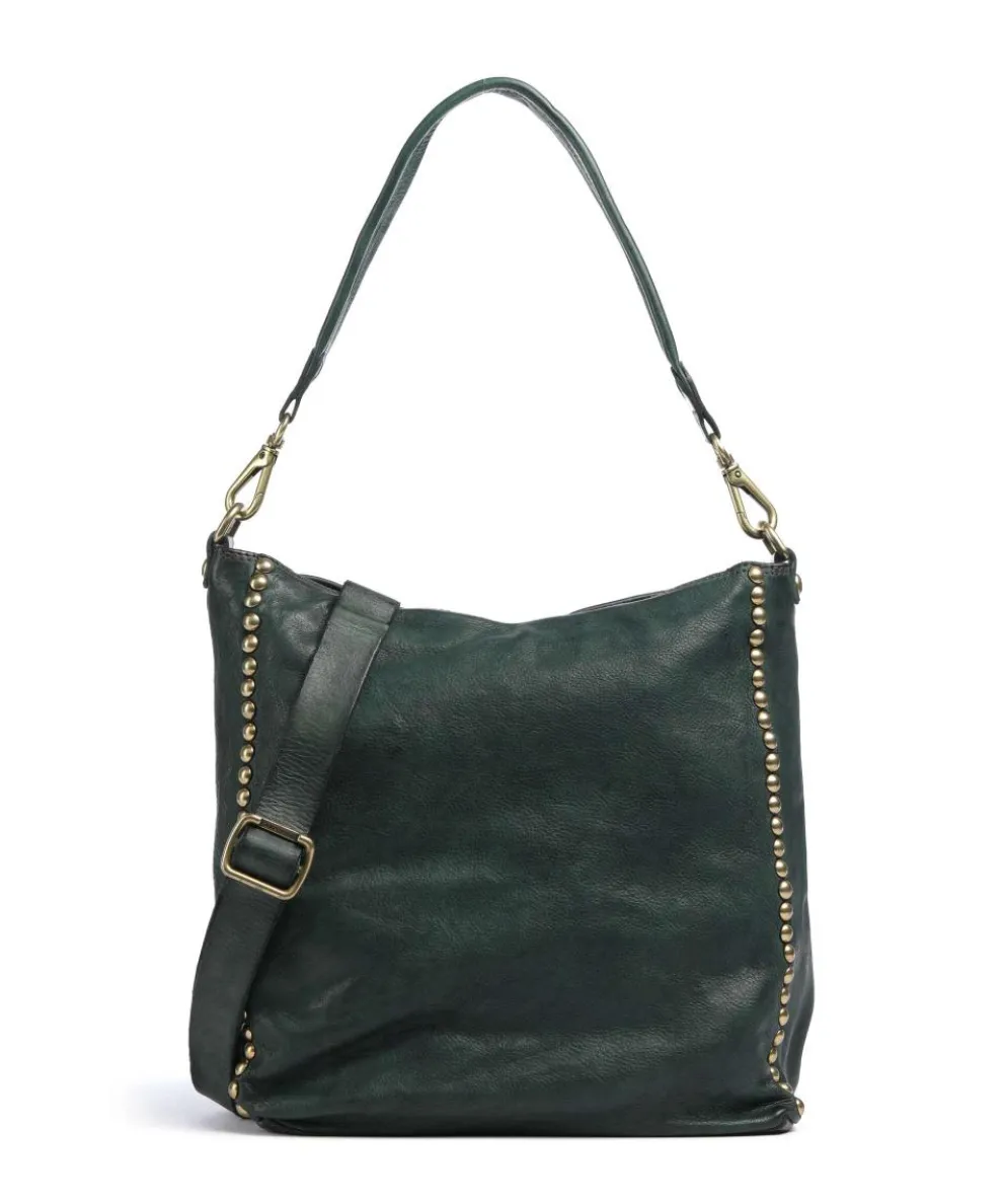 Hobo bag fine grain cow leather dark green