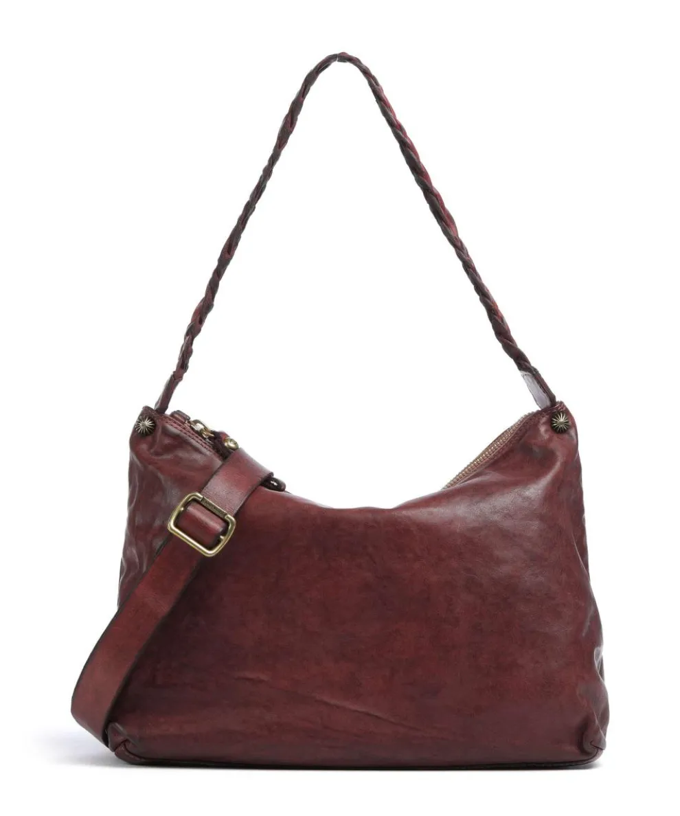 Hobo bag fine grain cow leather dark red