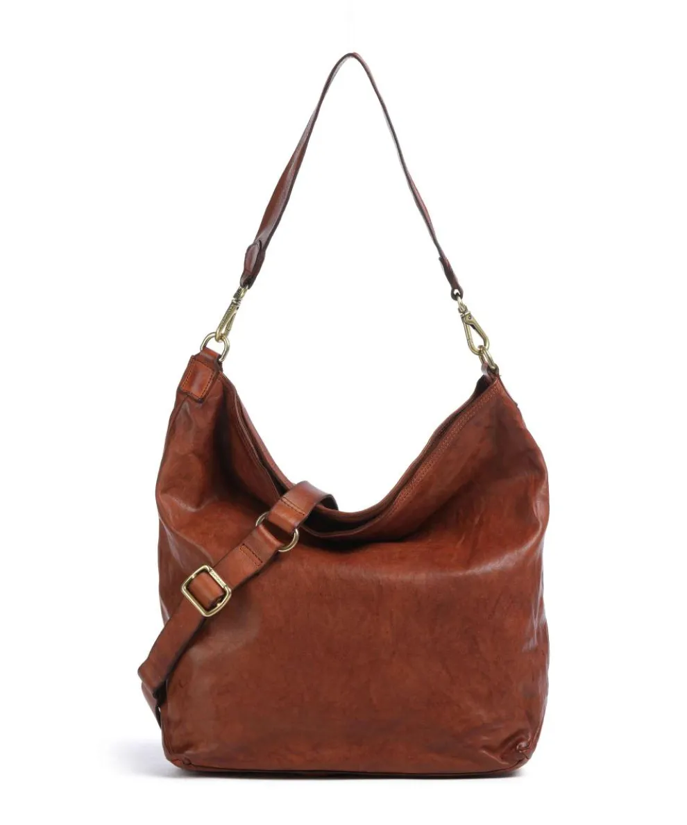 Hobo bag fine grain cow leather cognac