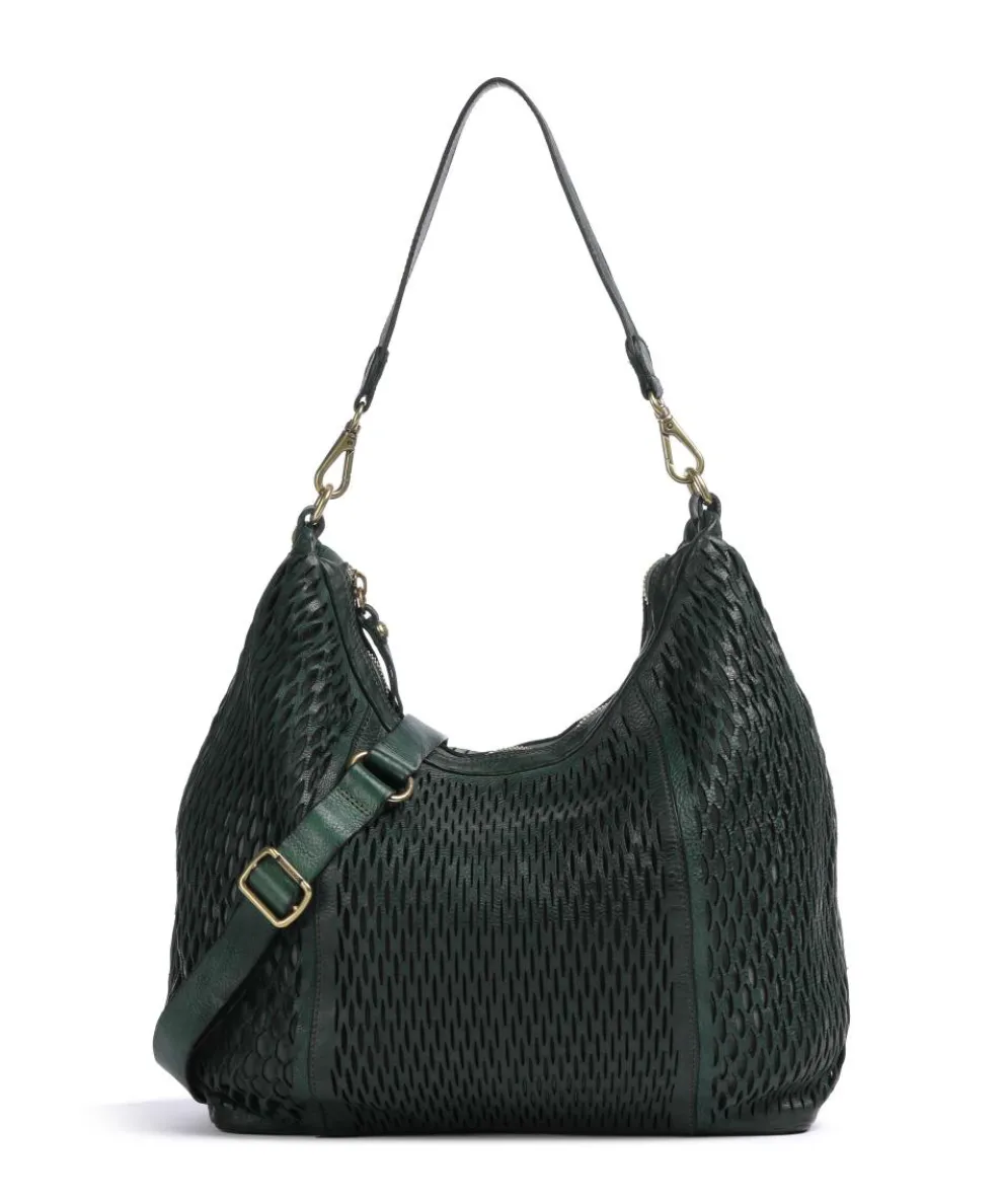 Hobo bag grained cow leather dark green