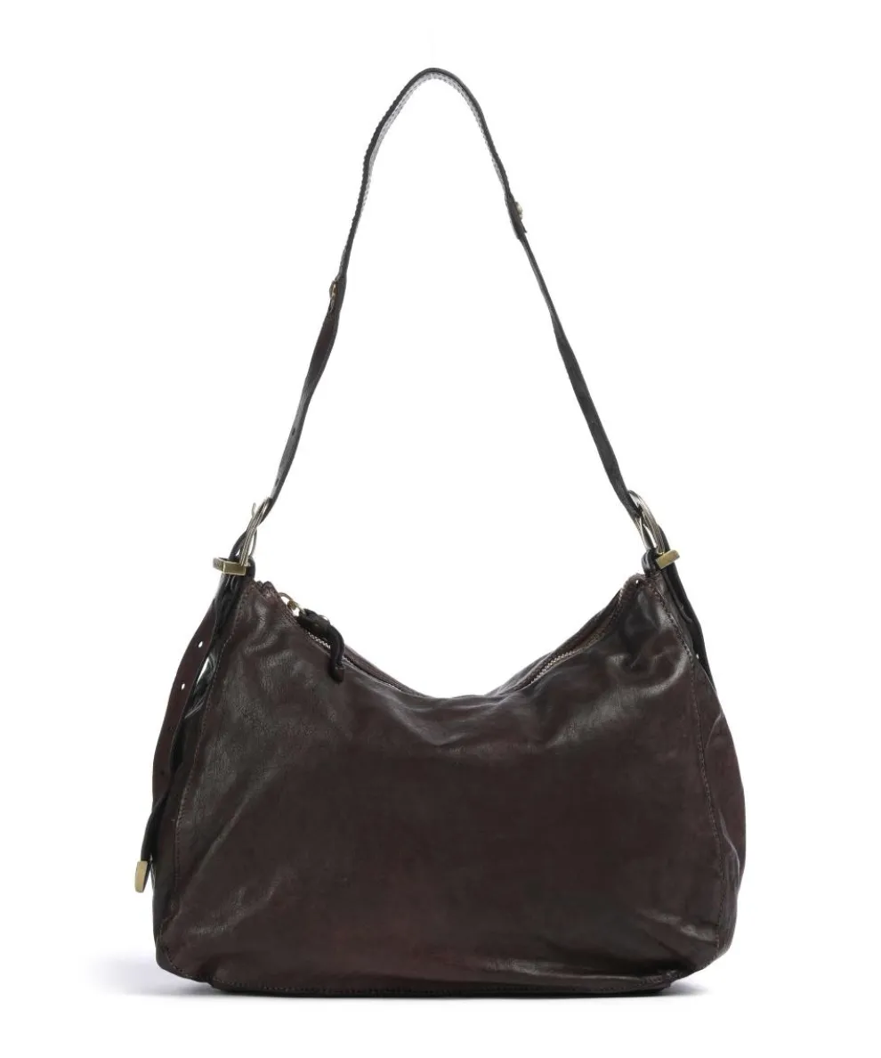 Hobo bag grained cow leather dark brown