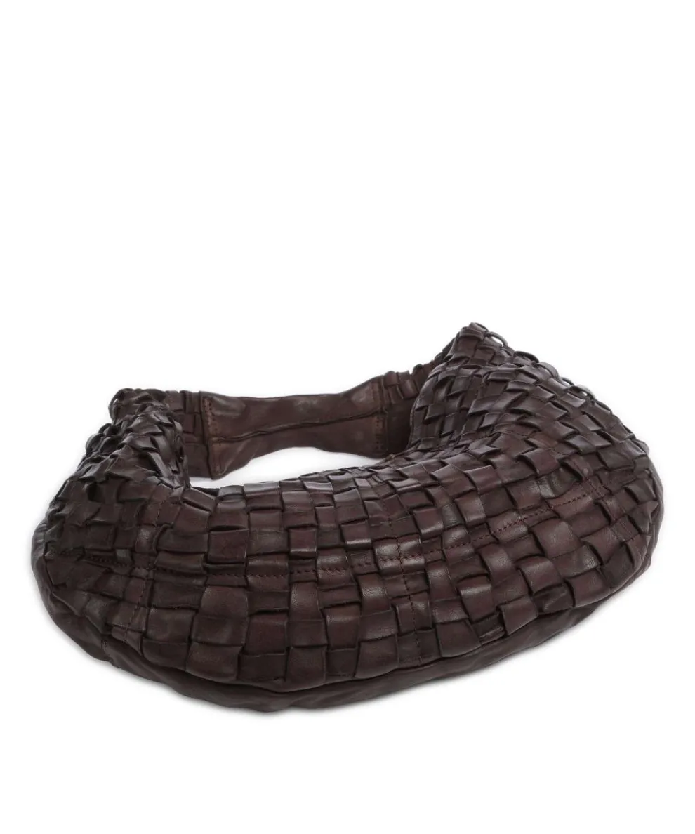 Hobo bag grained cow leather dark brown