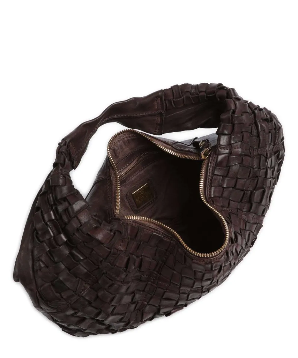 Hobo bag grained cow leather dark brown