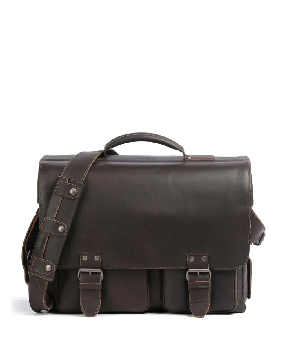 Hunter Big Finn Briefcase 15″ buffalo leather dark brown
