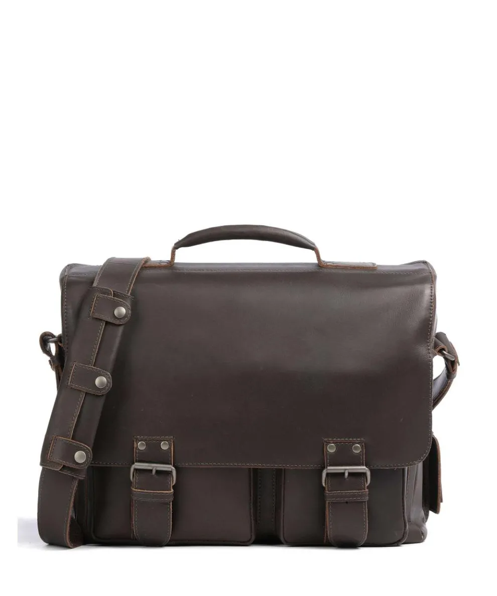 Hunter Finn Briefcase 14″ buffalo leather dark brown